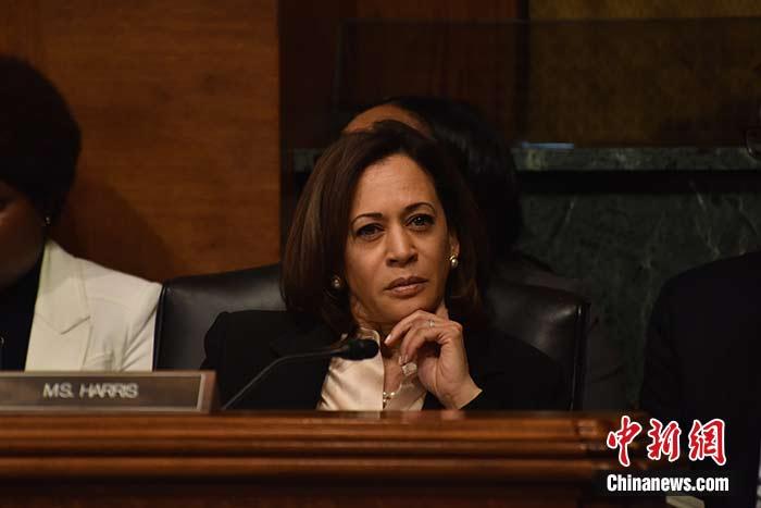 當(dāng)?shù)貢r(shí)間8月11日，美國(guó)前副總統(tǒng)、已經(jīng)鎖定民主黨總統(tǒng)候選人提名的拜登選定聯(lián)邦參議員卡瑪拉·哈里斯為其競(jìng)選搭檔、民主黨副總統(tǒng)候選人。哈里斯成為美國(guó)歷史上首位被提名為副總統(tǒng)候選人的非裔女性。圖為哈里斯此前出席國(guó)會(huì)聽(tīng)證會(huì)(資料圖)。<a target='_blank' href='/'><p  align=