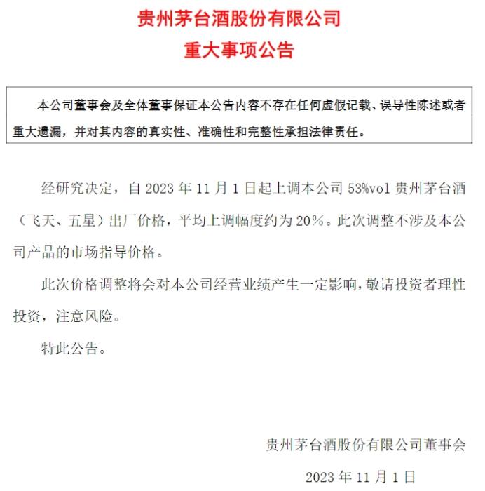 貴州茅臺公告截圖。