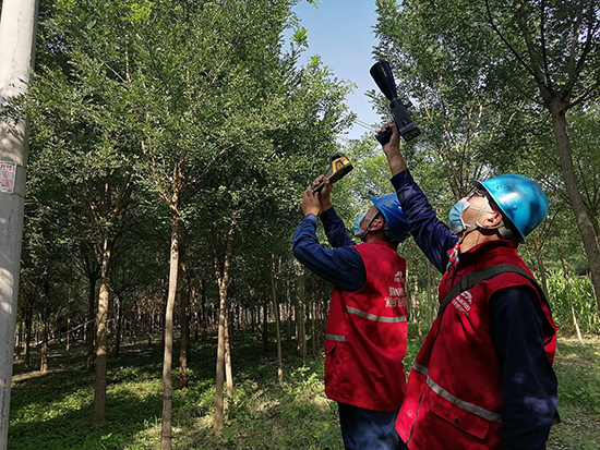 工作人員進(jìn)行紅外測(cè)溫及超聲波局部放電檢測(cè)。 王亮攝