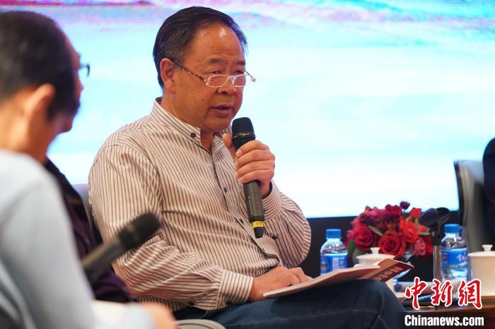 圖為青海省藝術(shù)研究所所長、文化學(xué)者耿占坤發(fā)表觀點。　蘇丹 攝