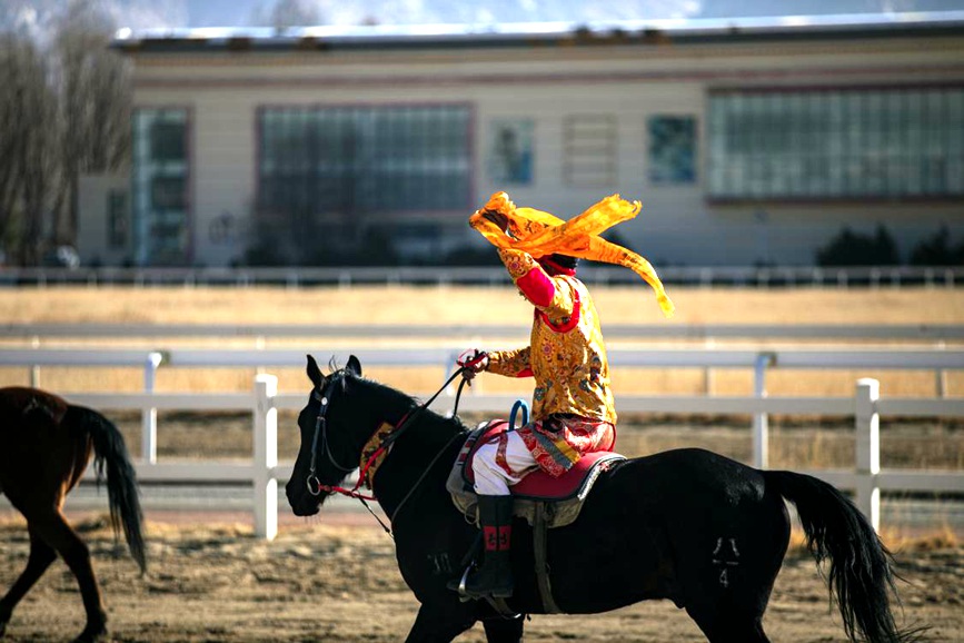 藏歷新年，精彩的馬術(shù)表演。張靜攝