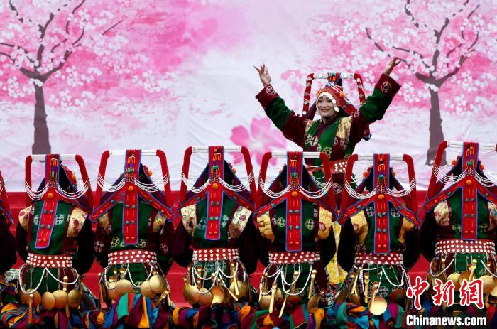 3月28日，西藏林芝第二十屆桃花旅游文化節(jié)開幕式上的文藝表演?！±盍?攝